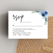 Liebliche Hochzeit mit Blauer Flora RSVP Karte
