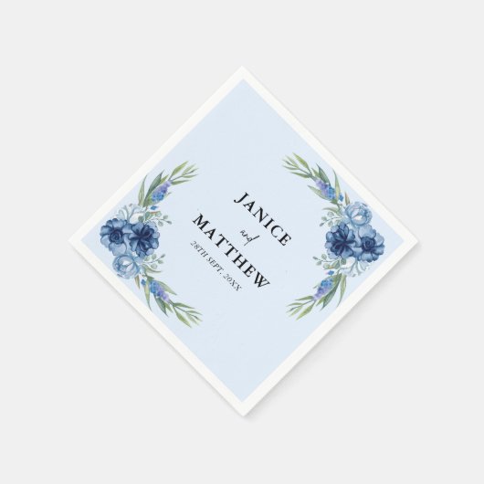 Liebliche Hochzeit mit Blauer Flora Serviette (Ecke)