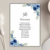 Liebliche Hochzeit mit Blauer Flora Tischnummer