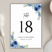 Liebliche Hochzeit mit Blauer Flora Tischnummer