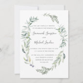 Liebliche Hochzeit mit Olivenöl und Blätter Einladung (Vorderseite)