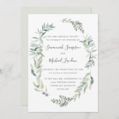 Liebliche Hochzeit mit Olivenöl und Blätter Einladung (Vorne/Hinten)
