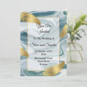 Liebliche Hochzeitseinladung, blau marmoriert Einladung (Stehend Vorderseite)
