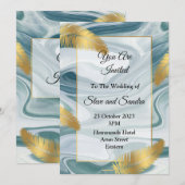 Liebliche Hochzeitseinladung, blau marmoriert Einladung (Vorne/Hinten)