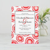 Liebliche Hochzeitsfeier mit roten funky Blume Einladung (Stehend Vorderseite)