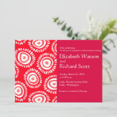 Liebliche Hochzeitsfeier mit roten funky Blume Einladung (Stehend Vorderseite)