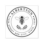 Liebliche Honey Bee Round Wedding Rücksendeadresse Permastempel (Design)