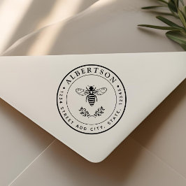 Liebliche Honey Bee Round Wedding Rücksendeadresse Permastempel