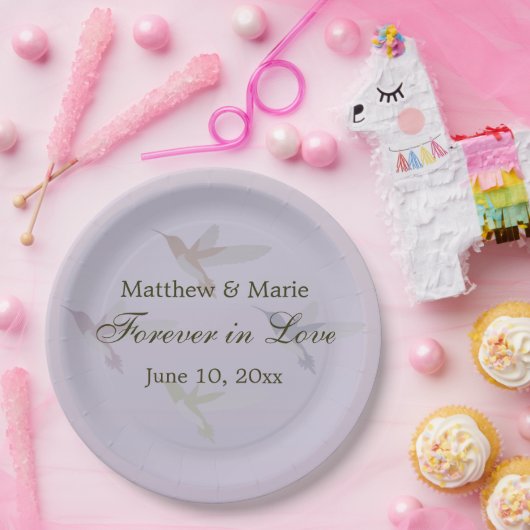 Liebliche Hummingvögel Hochzeit für immer in der L Pappteller (Party)