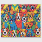 Liebliche Hunde bunte Hunde Haustiere Schwänze Pap Geschenkpapier (Flach)