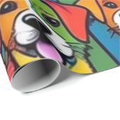 Liebliche Hunde bunte Hunde Haustiere Schwänze Pap Geschenkpapier (Rolleneckpunkt)