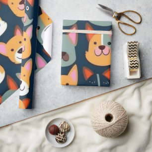 Liebliche Hunde bunte Hunde Haustiere Schwänze Pap Geschenkpapier
