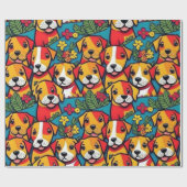 Liebliche Hunde bunte Hunde Haustiere Schwänze Pap Geschenkpapier (Flach)