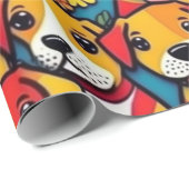 Liebliche Hunde bunte Hunde Haustiere Schwänze Pap Geschenkpapier (Rolleneckpunkt)