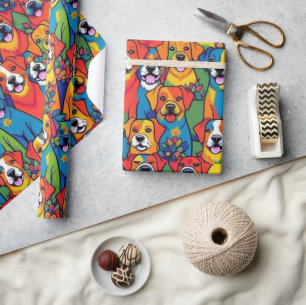 Liebliche Hunde bunte Hunde Haustiere Schwänze Pap Geschenkpapier