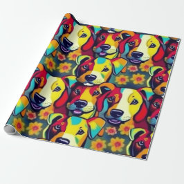 Liebliche Hunde bunte Hunde Haustiere Schwänze Pap Geschenkpapier