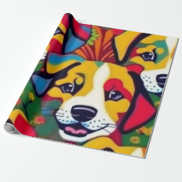 Liebliche Hunde bunte Hunde Haustiere Schwänze Pap Geschenkpapier