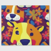 Liebliche Hunde bunte Hunde Haustiere Schwänze Pap Geschenkpapier (Flach)