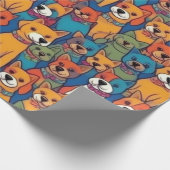 Liebliche Hunde bunte Hunde Haustiere Schwänze Pap Geschenkpapier (Ecke)