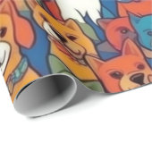 Liebliche Hunde bunte Hunde Haustiere Schwänze Pap Geschenkpapier (Rolleneckpunkt)