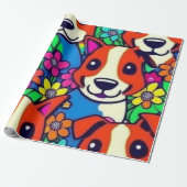 Liebliche Hunde bunte Hunde Haustiere Schwänze Pap Geschenkpapier (Ungerollt)