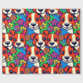 Liebliche Hunde bunte Hunde Haustiere Schwänze Pap Geschenkpapier (Flach)