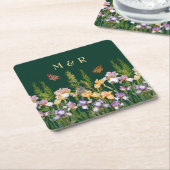 Liebliche Ire, Vogelschmetterlinge, Monogramm Rechteckiger Pappuntersetzer (angewinkelt)