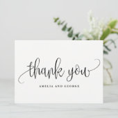 Liebliche Kalligrafie Danke-Karte Dankeskarte (Stehend Vorderseite)