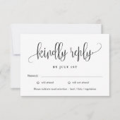 Liebliche Kalligrafie EDITABLE FARBE RSVP Card LCC Dankeskarte (Vorderseite)