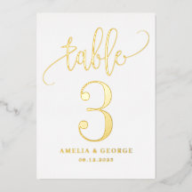 Liebliche Kalligraphie REAL FOIL Tischnummer Card