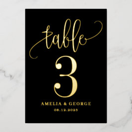 Liebliche Kalligraphie REAL FOIL Tischnummer Card