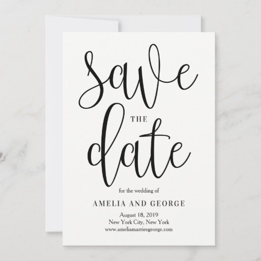 Liebliche Kalligraphie Save the Date Card (Vorderseite)