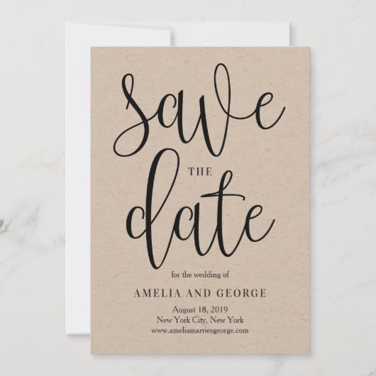 Liebliche Kalligraphie Save the Date Card (Vorderseite)