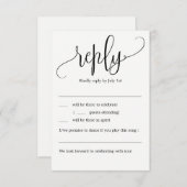 Liebliche kalligraphische Hochzeit RSVP ohne Menü Einladung (Vorne/Hinten)