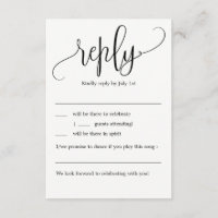 Liebliche kalligraphische Hochzeit RSVP ohne Menü
