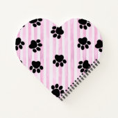Liebliche Kätzchen & Pfoten, herzförmige rosa Stre Notizblock (Rückseite)