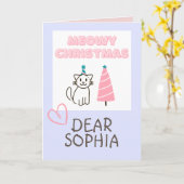 Liebliche Katze in einem Hut und Tree Happy Christ Karte (Gelbe Blume)