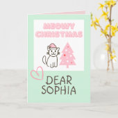 Liebliche Katze in einem Hut und Tree Happy Christ Karte (Gelbe Blume)