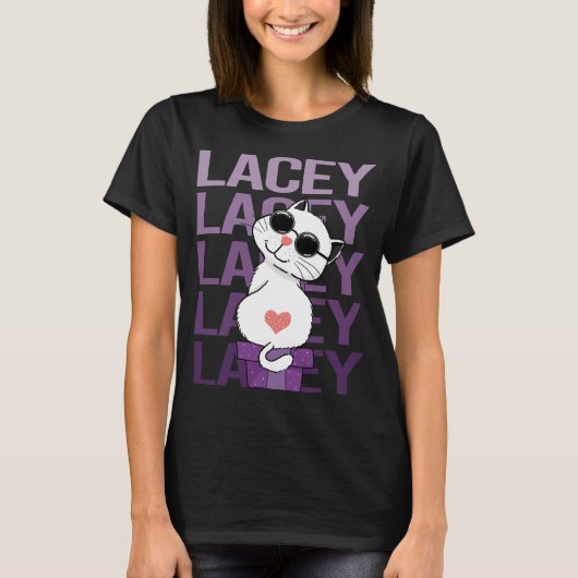 Liebliche Katze - Lacey Name T-Shirt (Vorderseite)