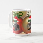 Liebliche Katze mit Weihnachtsmannmütze Kaffeetasse (Vorderseite Links)