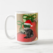 Liebliche Katze mit Weihnachtsmannmütze Kaffeetasse (Links)