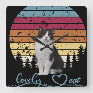 Liebliche Katze Quadratische Wanduhr