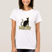 Liebliche Katze - Vanilla Gelbe "MEOW" Silhouette T-Shirt (Vorderseite)