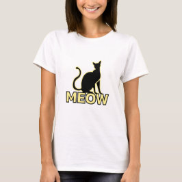 Liebliche Katze - Vanilla Gelbe "MEOW" Silhouette T-Shirt
