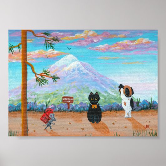 Liebliche Katzen und Hunde-Bergweg Poster (Vorne)