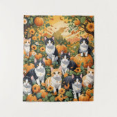 Liebliche Katzen und Kürbis in die Herbstsaison Wandteppich (Vorderseite)