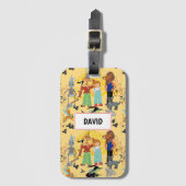 Liebliche Kinderfiguren auf Creme Gepäckanhänger (Vorderseite Vertikal)