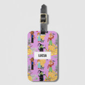 Liebliche Kinderfiguren auf der lila Gepäckanhänger (Vorderseite Vertikal)