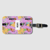 Liebliche Kinderfiguren auf der lila Gepäckanhänger (Vorderseite (Horizontal))