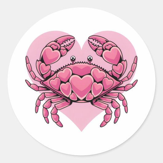 Liebliche Krebserkrankung mit Herz Runder Aufkleber (Vorderseite)